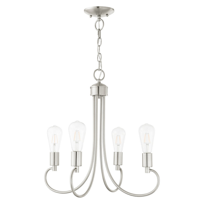 Four Light Chandelier from the Bari collection in Brushed Nickel finish