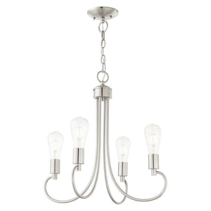 Four Light Chandelier from the Bari collection in Brushed Nickel finish