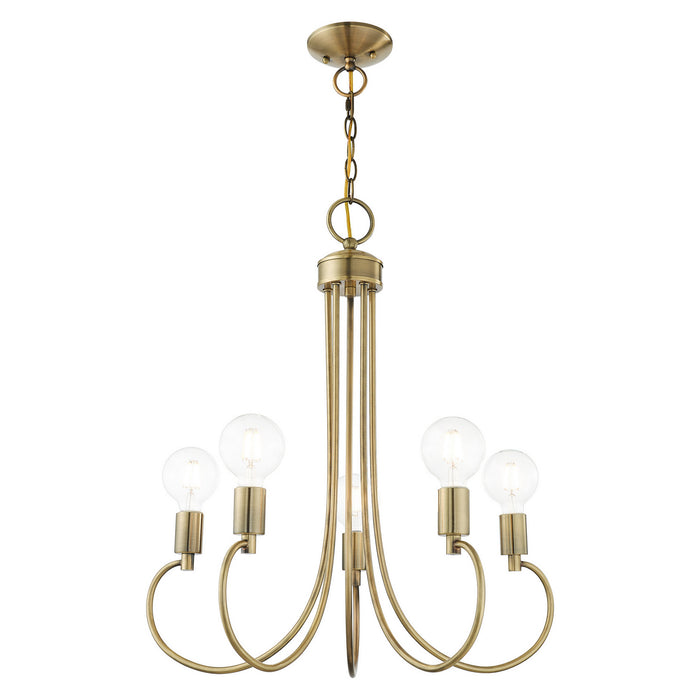 Five Light Chandelier from the Bari collection in Antique Brass finish