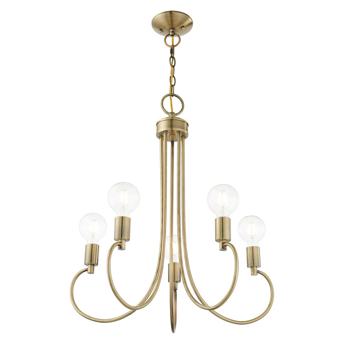 Five Light Chandelier from the Bari collection in Antique Brass finish