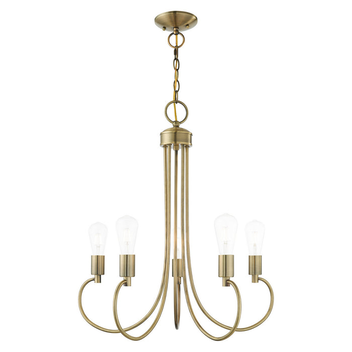 Five Light Chandelier from the Bari collection in Antique Brass finish