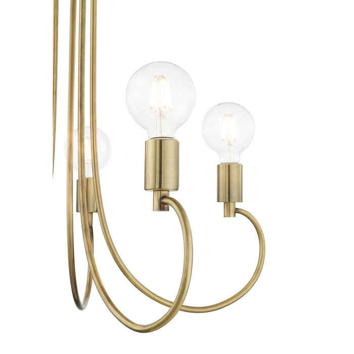 Five Light Chandelier from the Bari collection in Antique Brass finish