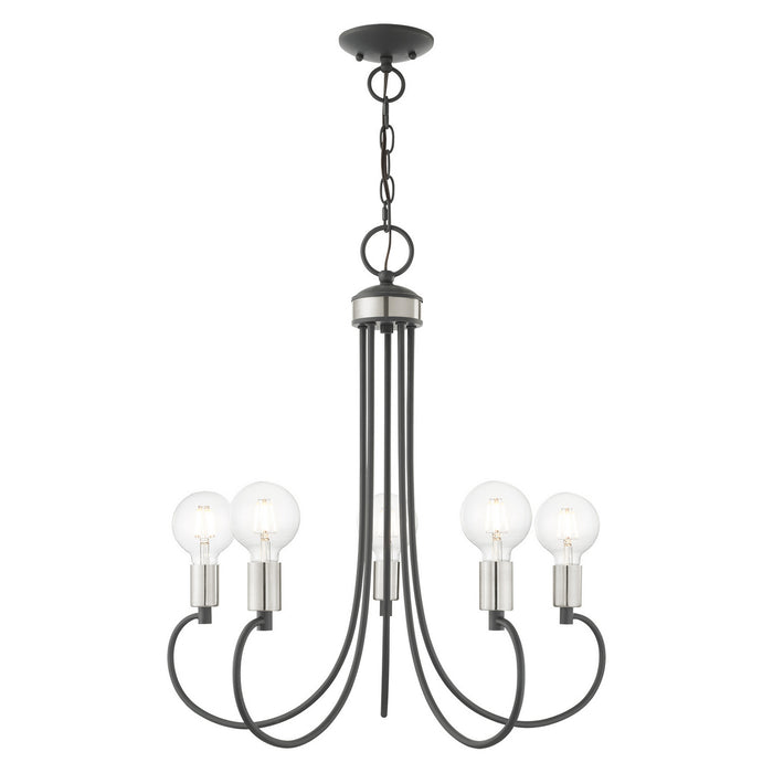 Five Light Chandelier from the Bari collection in Scandinavian Gray with Brushed Nickel Accents finish