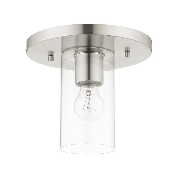 One Light Flush Mount from the Zurich collection in Brushed Nickel finish