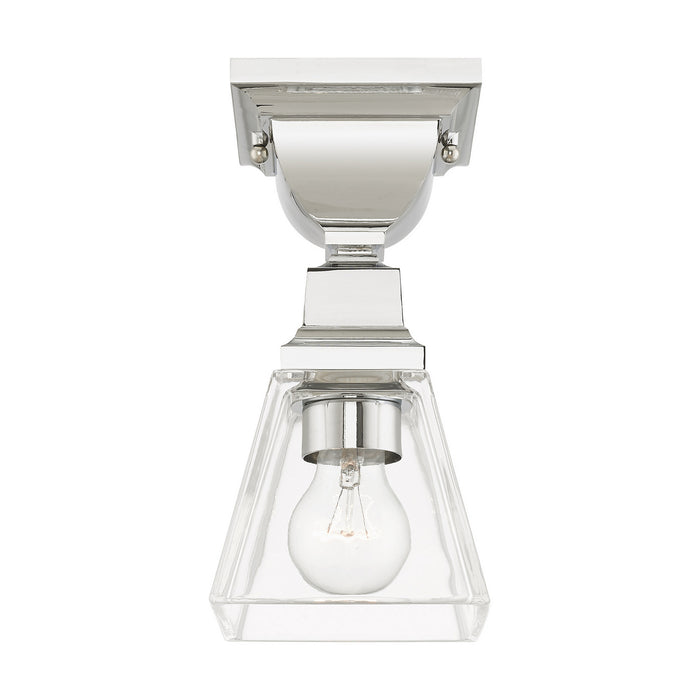 One Light Flush Mount from the Mission collection in Polished Chrome finish