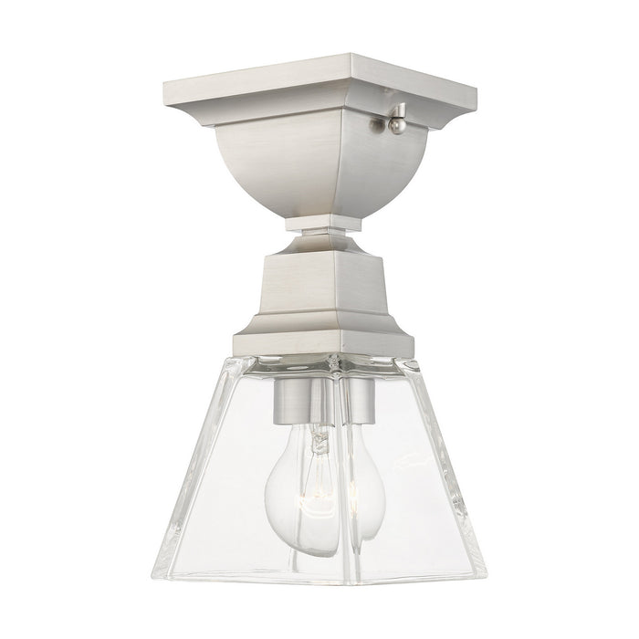 One Light Flush Mount from the Mission collection in Brushed Nickel finish