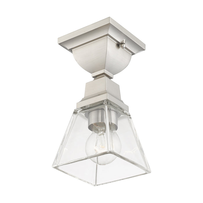 One Light Flush Mount from the Mission collection in Brushed Nickel finish