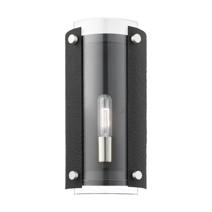 One Light Wall Sconce from the Barcelona collection in Black with Brushed Nickel Accents finish