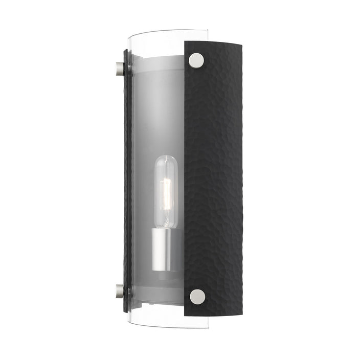 One Light Wall Sconce from the Barcelona collection in Black with Brushed Nickel Accents finish