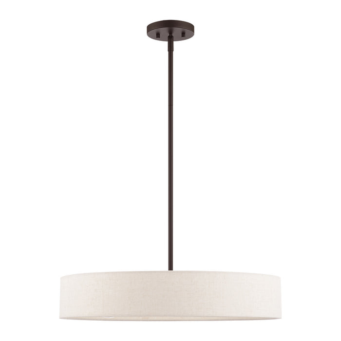 Four Light Pendant from the Venlo collection in Bronze with Antique Brass Accents finish