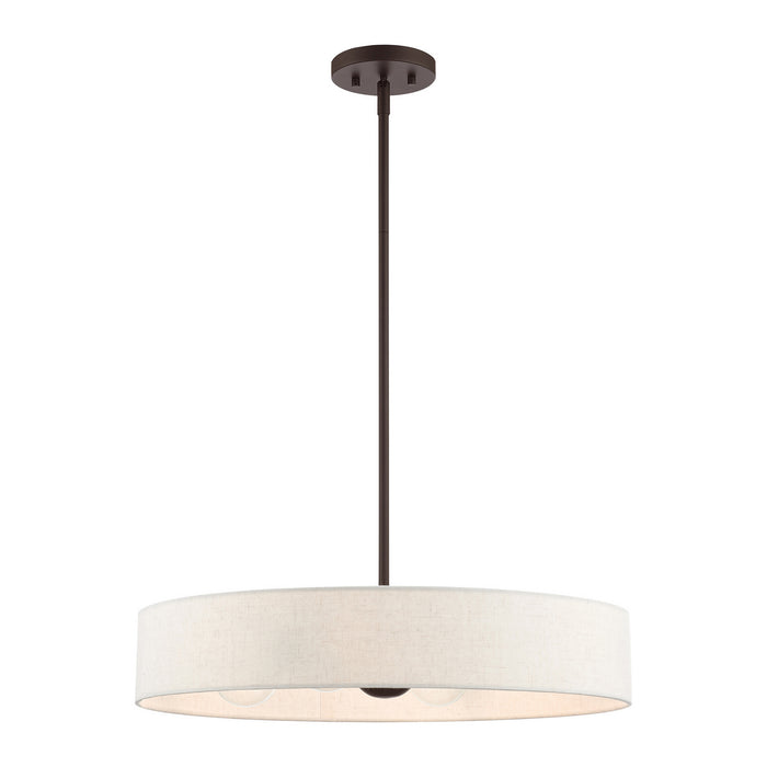 Four Light Pendant from the Venlo collection in Bronze with Antique Brass Accents finish