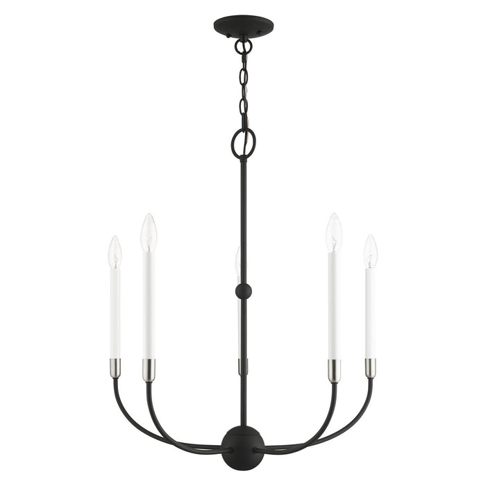 Five Light Chandelier from the Clairmont collection in Black with Brushed Nickel Accents finish