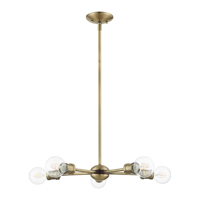 Five Light Chandelier from the Lansdale collection in Antique Brass with Bronze Accents finish