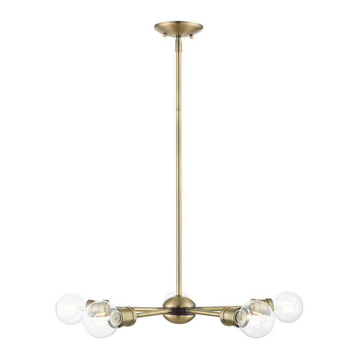 Five Light Chandelier from the Lansdale collection in Antique Brass with Bronze Accents finish