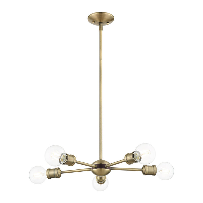 Five Light Chandelier from the Lansdale collection in Antique Brass with Bronze Accents finish