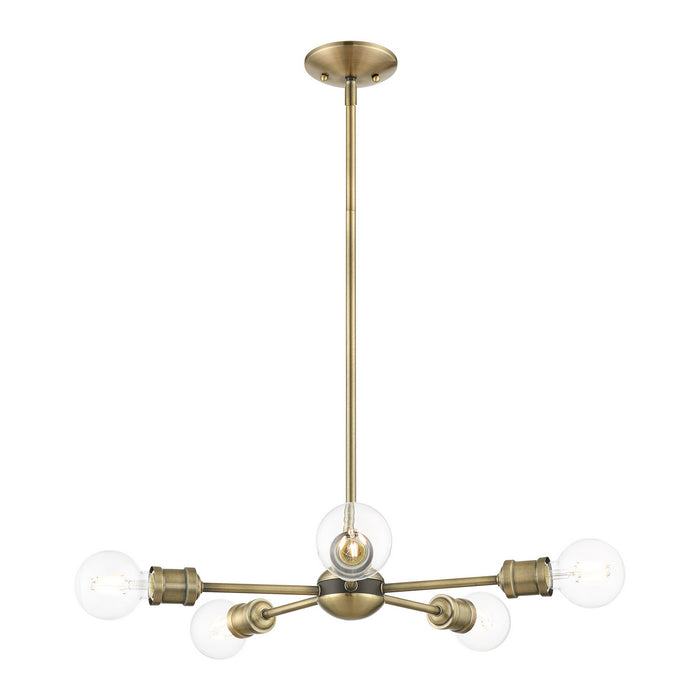 Five Light Chandelier from the Lansdale collection in Antique Brass with Bronze Accents finish