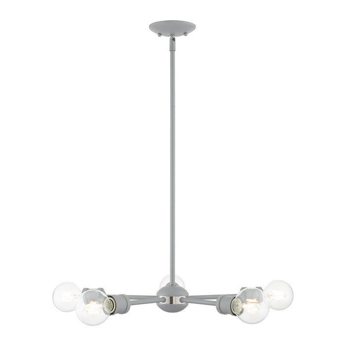 Five Light Chandelier from the Lansdale collection in Nordic Gray with Brushed Nickel Accents finish