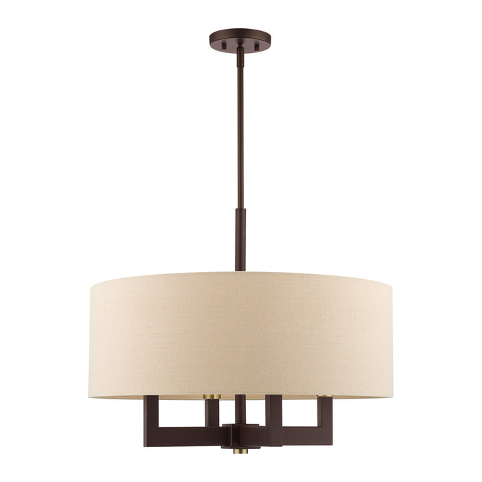 Four Light Chandelier from the Cresthaven collection in Bronze with Antique Brass Accents finish