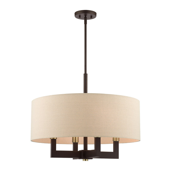 Four Light Chandelier from the Cresthaven collection in Bronze with Antique Brass Accents finish