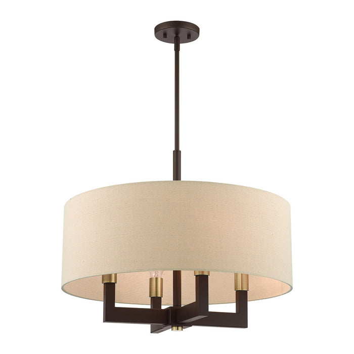 Four Light Chandelier from the Cresthaven collection in Bronze with Antique Brass Accents finish