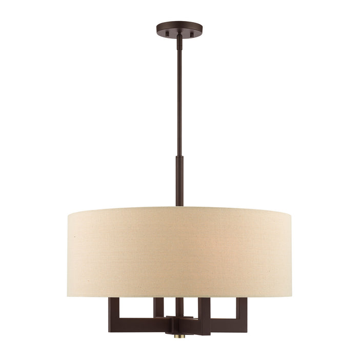 Four Light Chandelier from the Cresthaven collection in Bronze with Antique Brass Accents finish