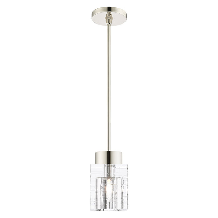 One Light Pendant from the Rotterdam collection in Polished Nickel finish