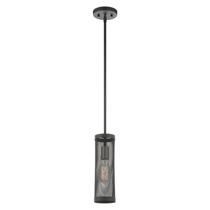 One Light Pendant from the Industro collection in Black with Brushed Nickel Accents finish