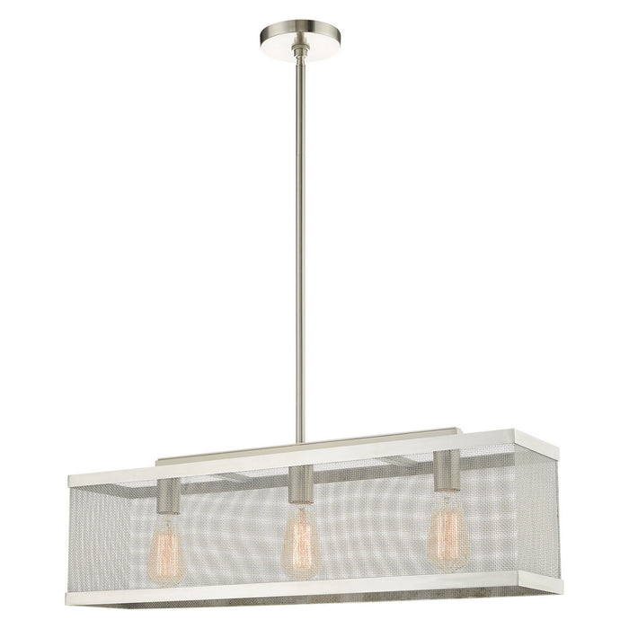 Three Light Chandelier from the Industro collection in Brushed Nickel finish