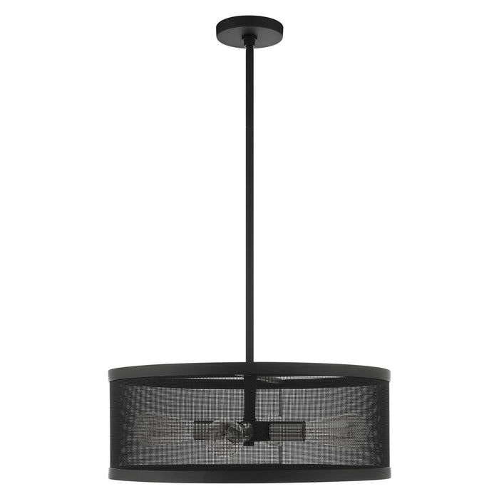 Four Light Chandelier from the Industro collection in Black with Brushed Nickel Accents finish