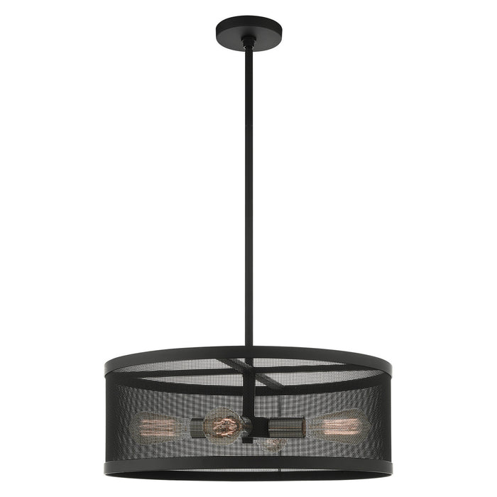 Four Light Chandelier from the Industro collection in Black with Brushed Nickel Accents finish