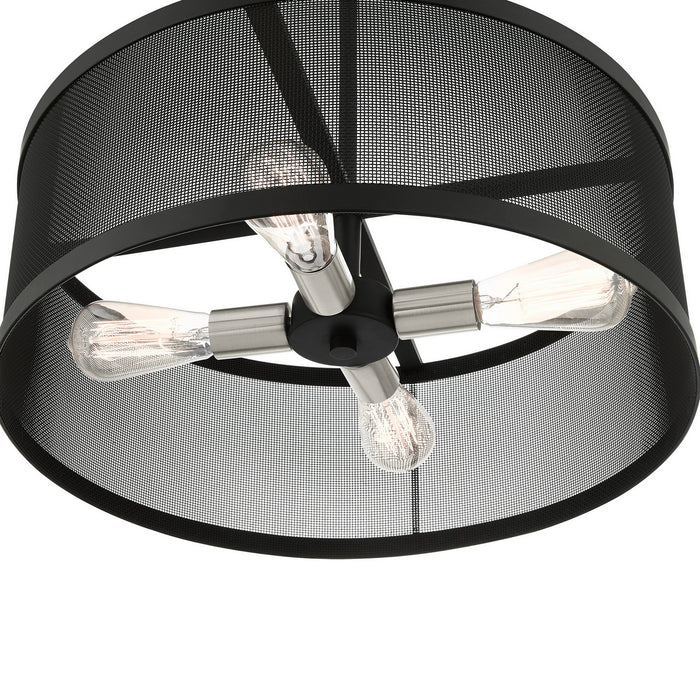 Four Light Chandelier from the Industro collection in Black with Brushed Nickel Accents finish