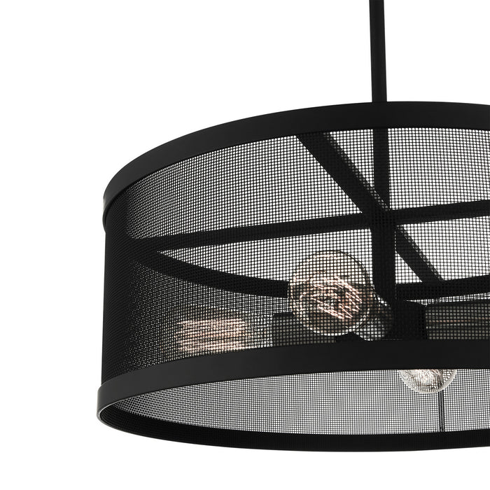 Four Light Chandelier from the Industro collection in Black with Brushed Nickel Accents finish