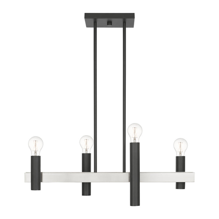 Four Light Chandelier from the Helsinki collection in Scandinavian Gray with Brushed Nickel Accents finish