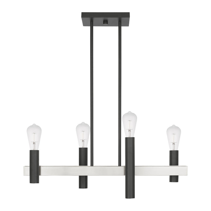 Four Light Chandelier from the Helsinki collection in Scandinavian Gray with Brushed Nickel Accents finish