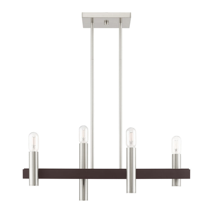 Four Light Chandelier from the Helsinki collection in Brushed Nickel with Bronze Accents finish