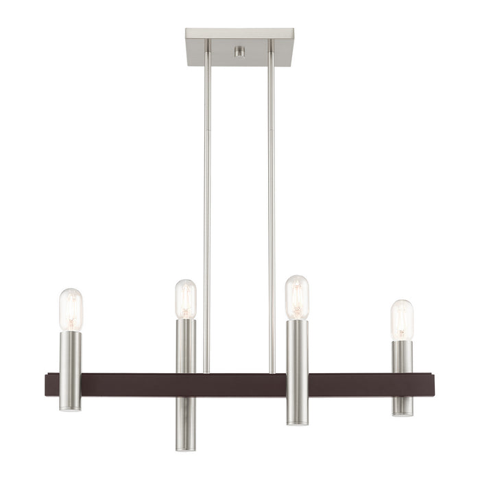 Four Light Chandelier from the Helsinki collection in Brushed Nickel with Bronze Accents finish