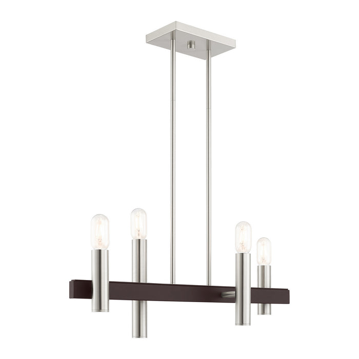 Four Light Chandelier from the Helsinki collection in Brushed Nickel with Bronze Accents finish