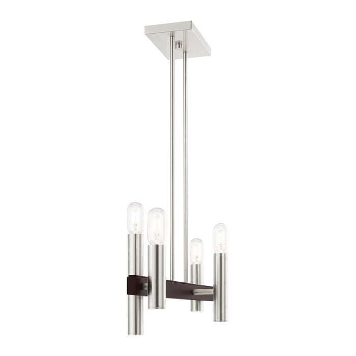 Four Light Chandelier from the Helsinki collection in Brushed Nickel with Bronze Accents finish