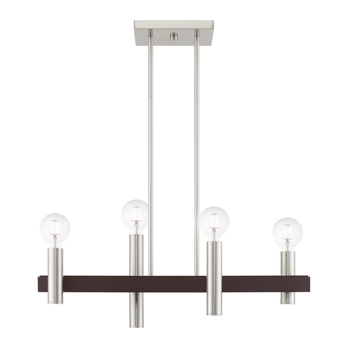 Four Light Chandelier from the Helsinki collection in Brushed Nickel with Bronze Accents finish