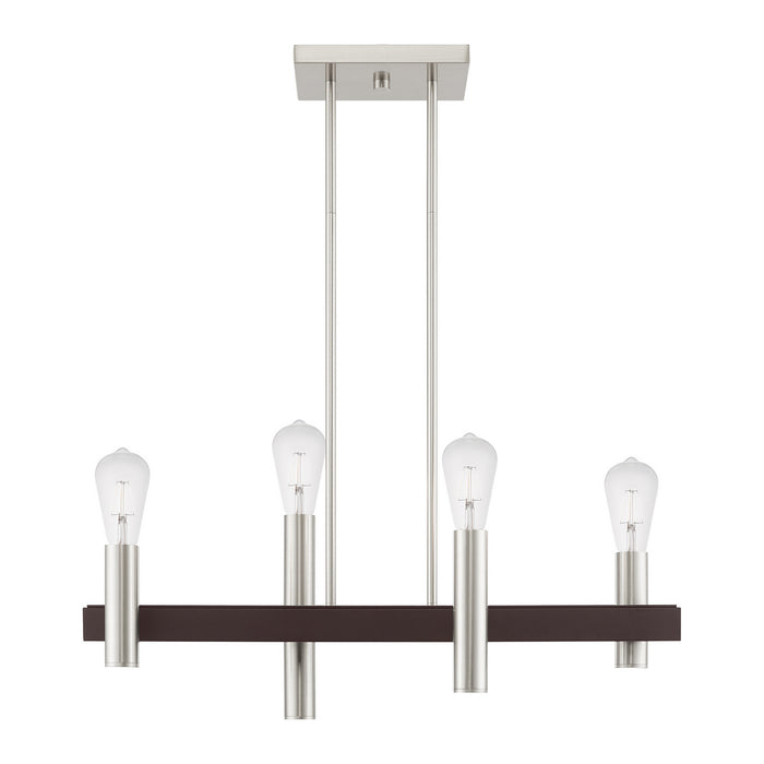 Four Light Chandelier from the Helsinki collection in Brushed Nickel with Bronze Accents finish