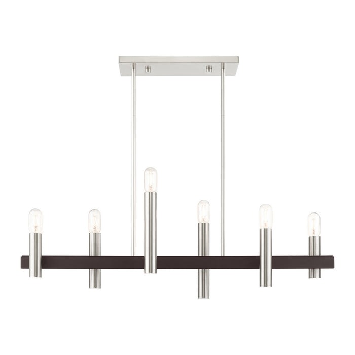 Six Light Chandelier from the Helsinki collection in Brushed Nickel with Bronze Accents finish