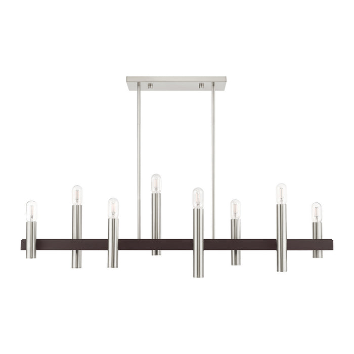 Eight Light Chandelier from the Helsinki collection in Brushed Nickel with Bronze Accents finish