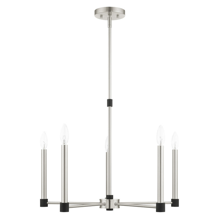 Five Light Chandelier from the Karlstad collection in Brushed Nickel with Satin Brass Accents finish