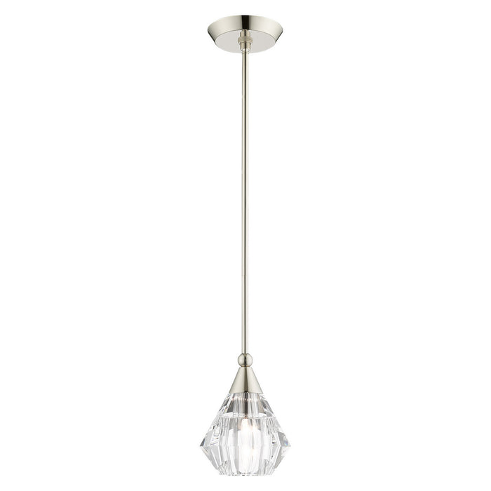 One Light Pendant from the Brussels collection in Polished Nickel finish