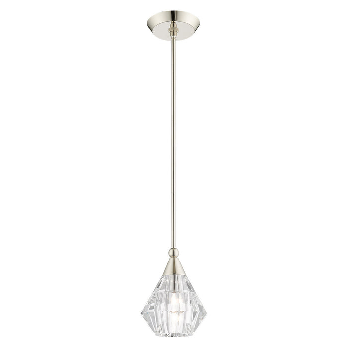 One Light Pendant from the Brussels collection in Polished Nickel finish