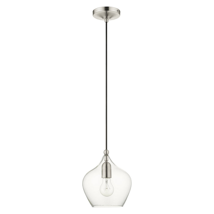 One Light Pendant from the Pendants collection in Brushed Nickel finish