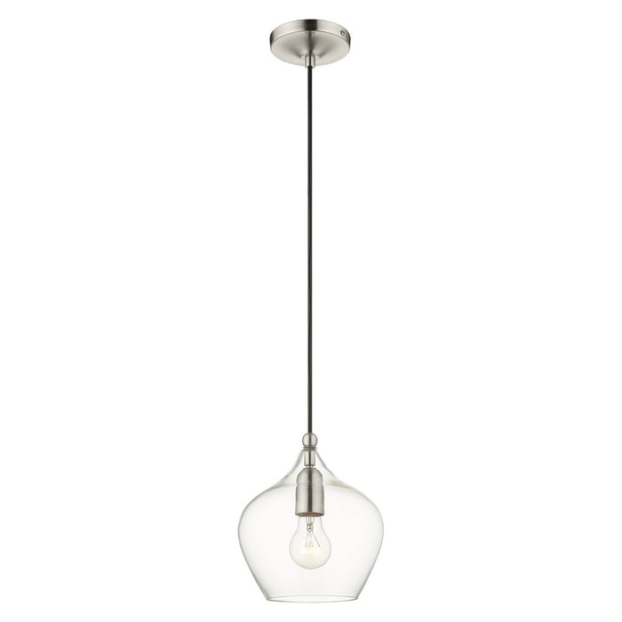 One Light Pendant from the Pendants collection in Brushed Nickel finish