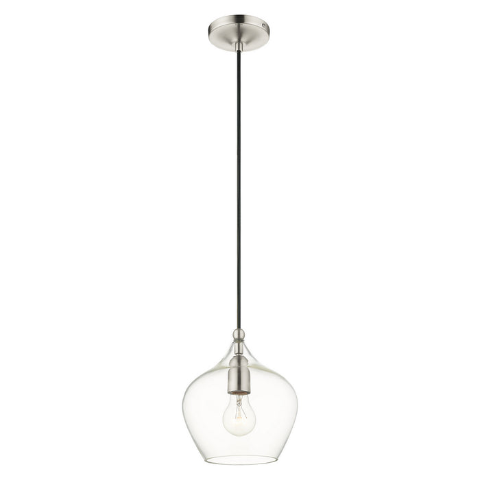 One Light Pendant from the Pendants collection in Brushed Nickel finish