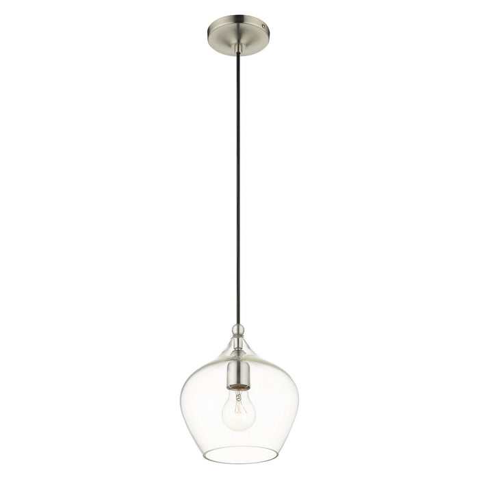 One Light Pendant from the Pendants collection in Brushed Nickel finish