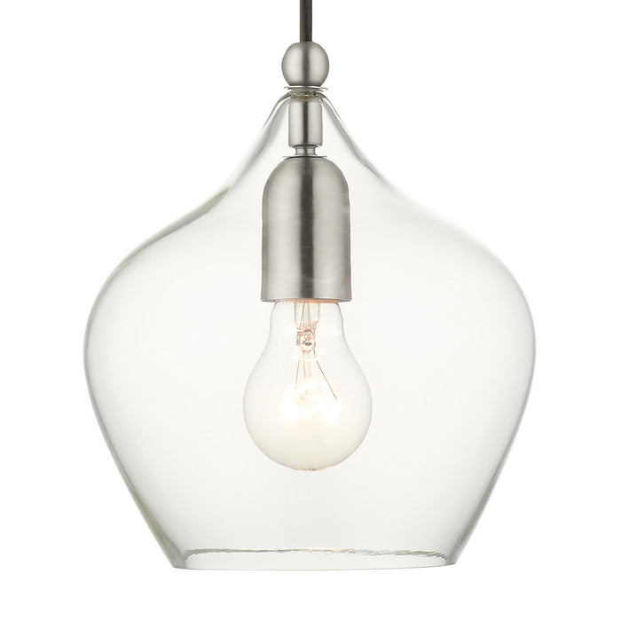 One Light Pendant from the Pendants collection in Brushed Nickel finish